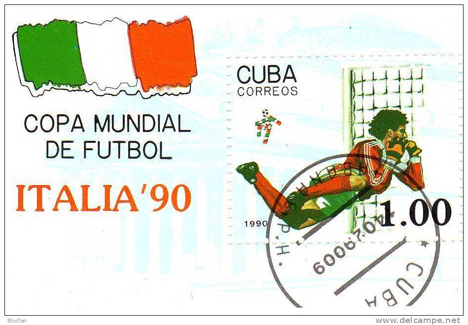 Torwart-Parade Fussball-WM 1990 In Italien Kuba 3362 Plus Block 117 O 7€ Keeper Sport Football Bloc Soccer Sheet Of Cuba - Soccer American Cup