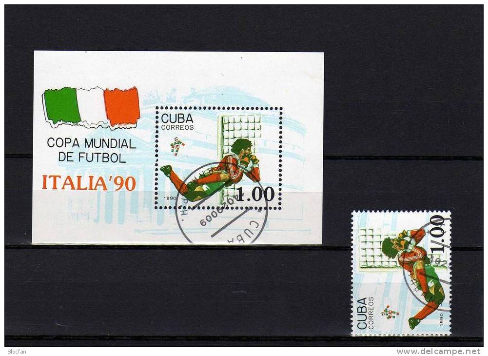 Torwart-Parade Fussball-WM 1990 In Italien Kuba 3362 Plus Block 117 O 7€ Keeper Sport Football Bloc Soccer Sheet Of Cuba - Soccer American Cup