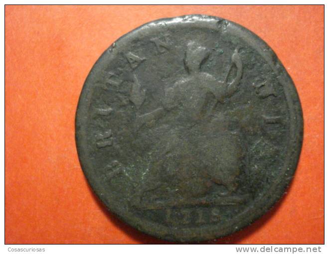 2084   UNITED KINGDOM UK GRAN BRETAÑA   HALFPENNY  GEORGE I   AÑO / YEAR  1718  VF - A. 1 Farthing