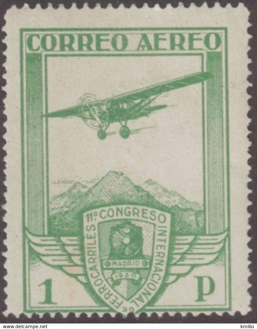 Edifil 487* 1930 Congreso De Ferrocarriles 1 Pts Nuevo ¡Auténtico! - Ungebraucht