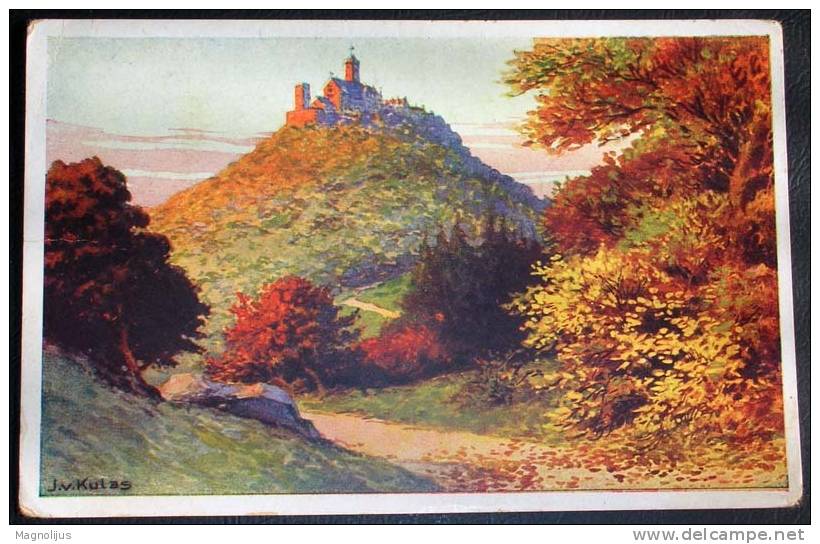 Germany,Wartburg,Castle,Fortress,Art,Painting,Signatured,J.V.Kulas,vintage Postcard - Eisenach
