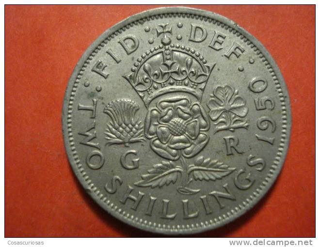 2092   UNITED KINGDOM UK GRAN BRETAÑA   TWO SHILLINGS   AÑO / YEAR  1950  EF - J. 1 Florin / 2 Shillings