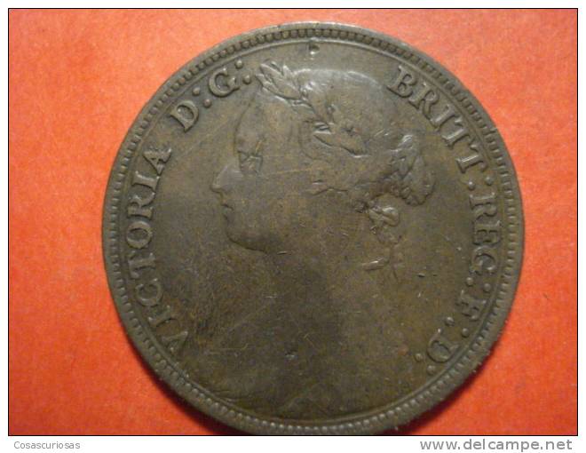 2096   UNITED KINGDOM UK GRAN BRETAÑA   HALFPENNY VICTORIA   AÑO / YEAR  1880  VF- - C. 1/2 Penny