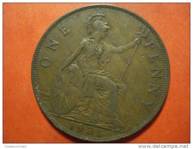 2102   UNITED KINGDOM UK GRAN BRETAÑA   PENNY    AÑO / YEAR  1931  EF- - D. 1 Penny
