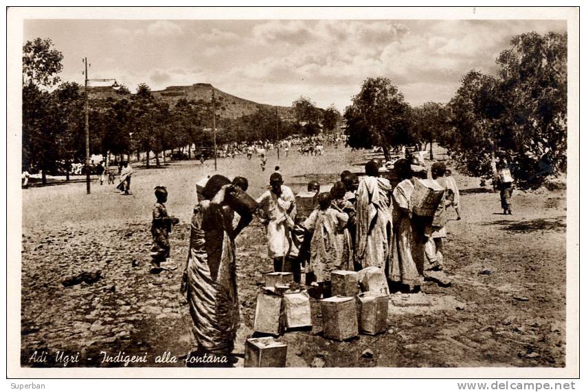 ADI UGRI - INDIGENI ALLA FONTANA / INDIGÈNES... - CARTE ´VRAIE PHOTO´ - ANNÉE: 1937 - BELLE ANIMATION - À VOIR ! (b-132) - Eritrea