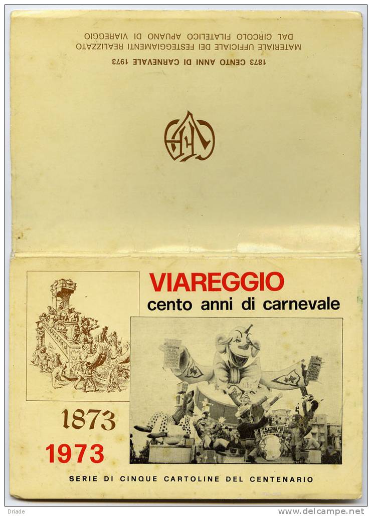 SERIE 5 CARTOLINE CENTENARIO CARNEVALE VIAREGGIO ANNO 1973 CON ANNULLO - Viareggio