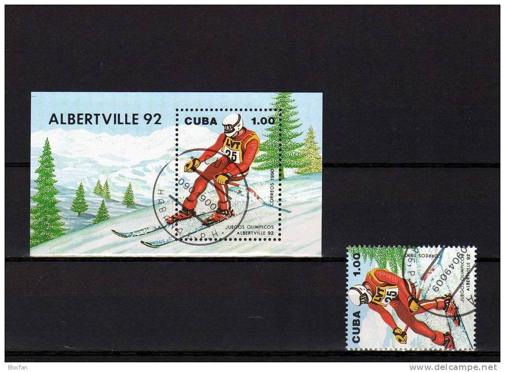 Abfahrtslauf Winter - Olympiade 1992 „ Albertville “ Kuba Cuba 3371 + Bl.119 O 7€ - Winter 1992: Albertville