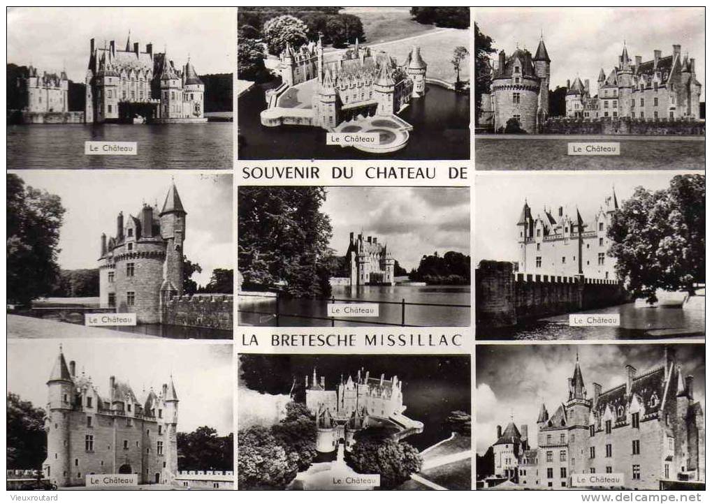 CPSM . MISSILLAC. SOUVENIR DU CHATEAU DE LA BRETESCHE. 9 VUES. DENTELLEE. - Missillac