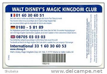 DISNEYLAND MAGIC KINGDOM CLUB  FRANCE TELECOM - Disney-Pässe