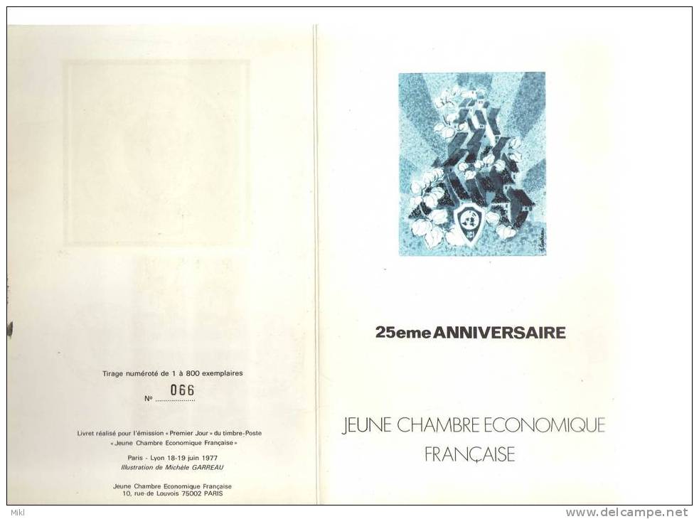 DOCUMENT OBLITERATION 1ER JOUR 18/06/77 //YT1942//25éme ANNIVERSAIRE JEUNE CHAMBRE ECONOMIQUE FRANCAISE - Briefe U. Dokumente