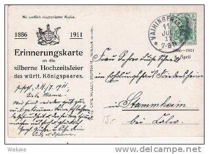 Wtb114/ WÜRTTEMBERG -  Silberhochzeit Des Königpaares 1911 (Ganzsache) - Postwaardestukken