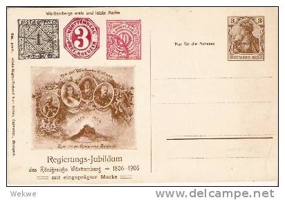 Wtb116/ WÜRTTEMBERG -  Regierungsjubiläum 1906 ** (Ganzsache) - Postwaardestukken