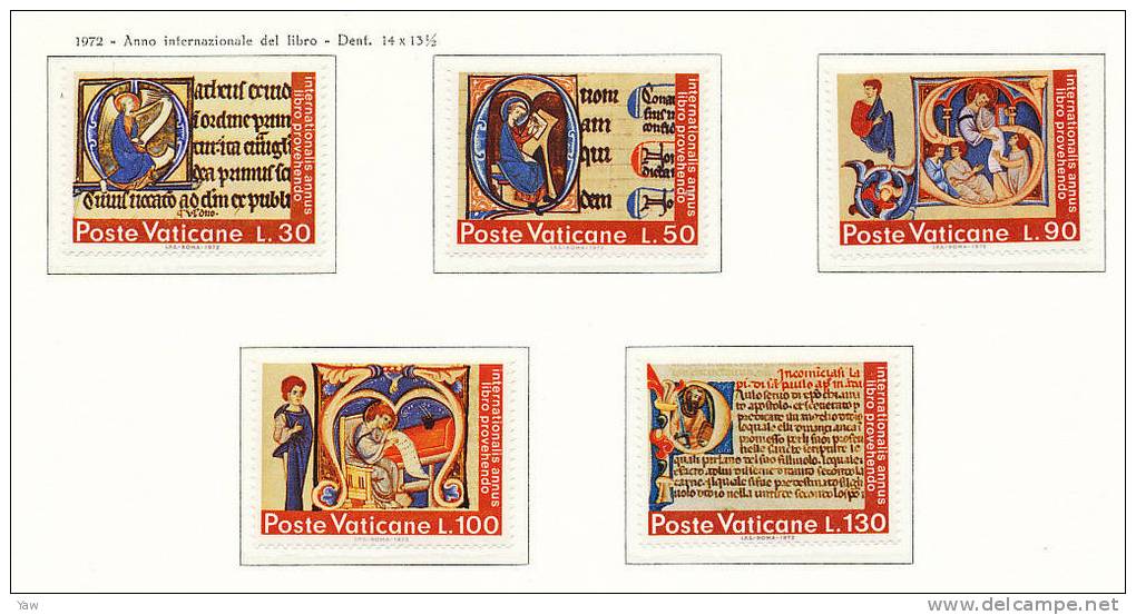 VATICANO 1972  ANNO INTERNAZIONALE DEL LIBRO. SERIE COMPLETA MNH** - Neufs