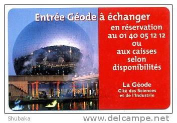 Ticket  GEODE    Entrée à Echanger Place Très  Rares - Kinokarten