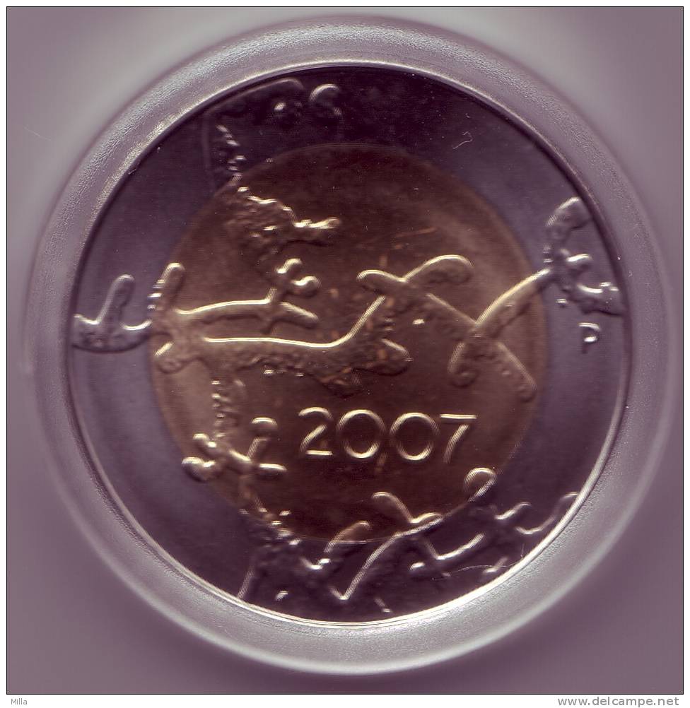 RARE! INDEPENDENT WITH CERTIFICATE 5 € BU QUALITY D. 35,0mm. 2007 (130 000 MINTAGE) - Finnland