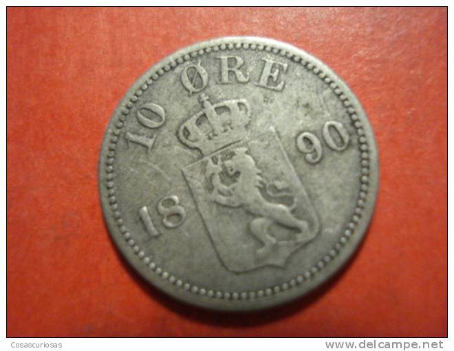 2145  NORGE NORWAY NORUEGA  10 ÖRE  SILVER COIN PLATA    AÑO / YEAR  1890   VF- - Norwegen