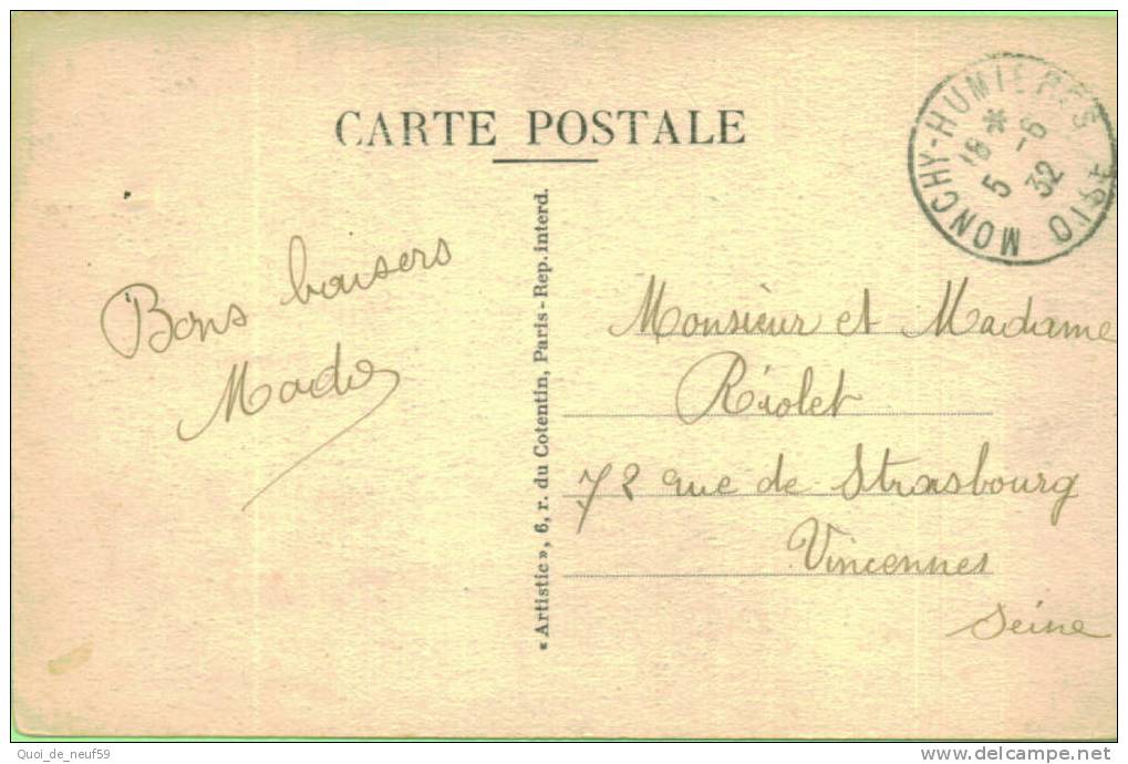 LU 6001 CARTE EN PROMO RESSONS SUR MATZ TOP RARE MONCHY HUMIERES ENTREE DU VILLAGE 1932 2 Scan - Ressons Sur Matz