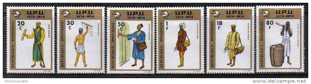 +Rwanda 1974, 602-7, Costumes, Facteurs, 6v, N** - Unused Stamps