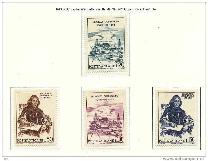 VATICANO 1973  NICOLÒ COPERNICO ASTRONOMO 1473-1543. SERIE COMPLETA MNH** - Ungebraucht