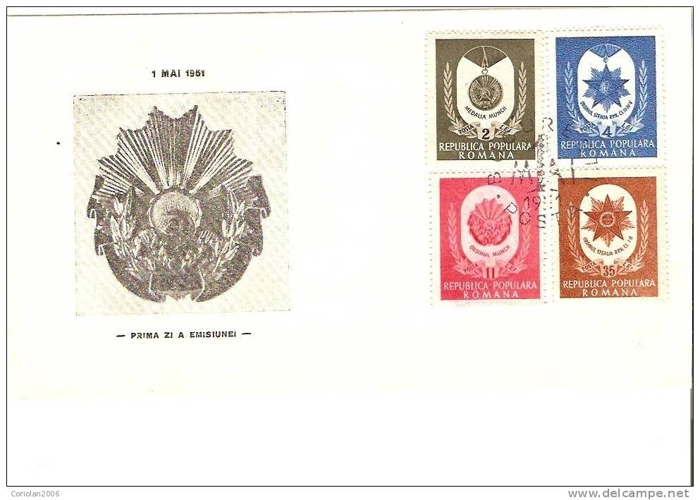 Romania FDC 1951 / Medals / Perforated - Monete