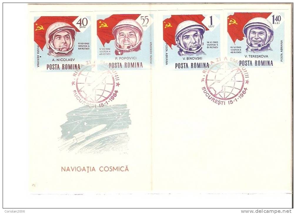 Romania FDC 1964 / Cosmic Navigation (Gagarin, Glenn, Titov Etc)/ Set X 3 / Imperforated - Europe