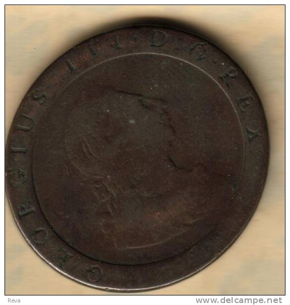 GREAT BRITAIN 1 PENNY CARTWHEEL BRITANNIA FRONT KGIII (MAD KING)  BACK 1797 AUSTRALIA  READ DESCRIPTION CAREFULLY !!! - Other & Unclassified