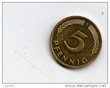 ALLEMAGNE 5 PFENNIG 1987 G - 5 Pfennig