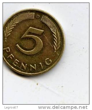 ALLEMAGNE 5 PFENNIG 1990 D - 5 Pfennig
