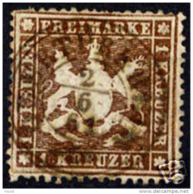 Württemberg Freimarken: Wappen Mi.N° 16 Ya, Geprüft, Gestempelt "Untertürkheim" Am 2. 6.. 1861 - Afgestempeld