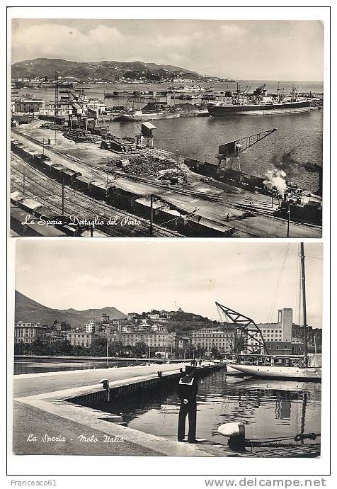 $ Liguria La Spezia 2 Cards Porto Marina 1953-1954 Viaggiate - La Spezia