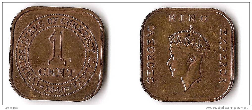 MALAYSIE   1  CENT  1940 - Maleisië