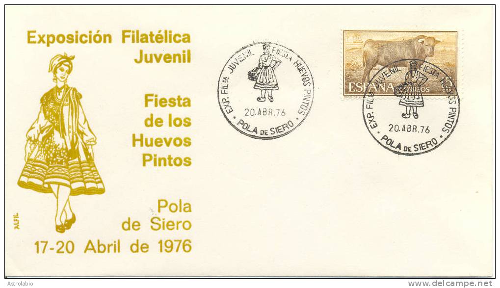 Pola De Siero, Fiesta Huevos Pintos, Asturias 1976 Obliteration Espagne - Franking Machines (EMA)