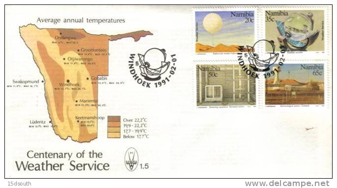 Namibia - 1991 Centenary Of Weather Services FDC # SG 568-571 , Mi 698-701 - Climate & Meteorology