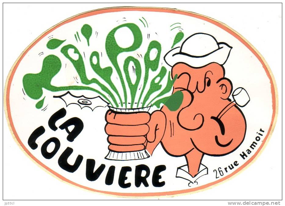 Autocollant Publicitaire Pour Le Café Le Popeye (La Louvière, Belgique) - Vers 1970 - Autocollants