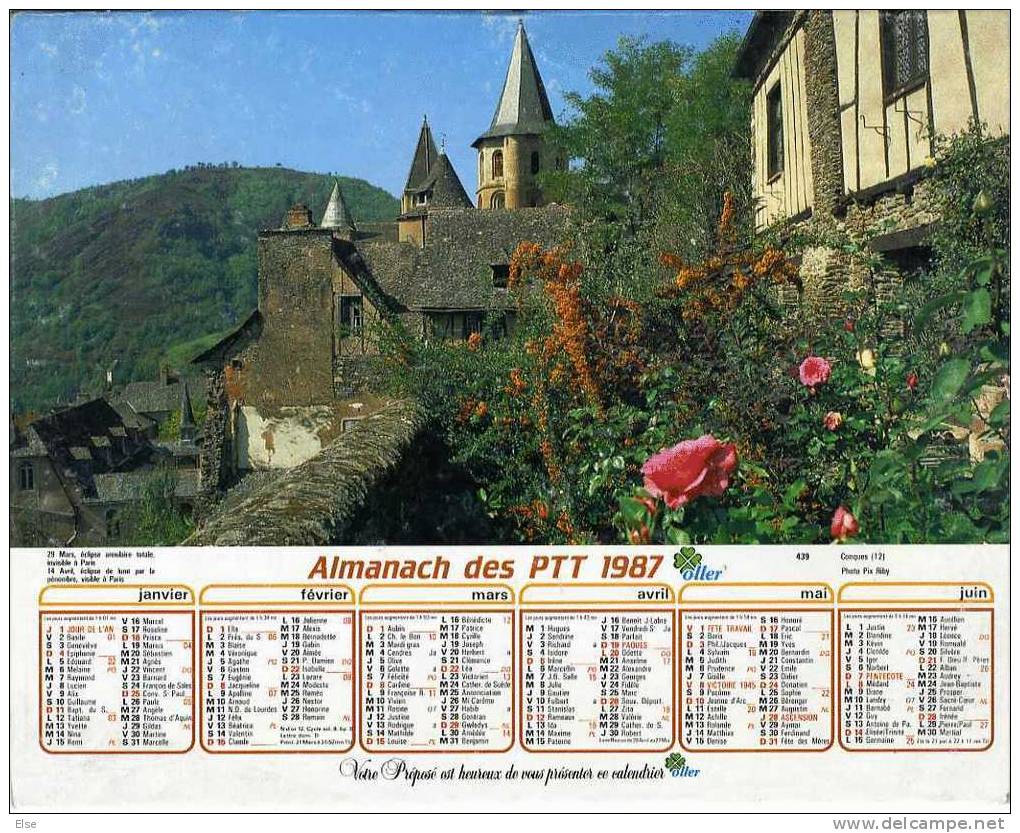 CALENDRIER ORIGINAL ANNEE 1987  -  CONQUES & THIEZAC  -  PAGES DU DEPARTEMENT 47 - Grand Format : 1991-00