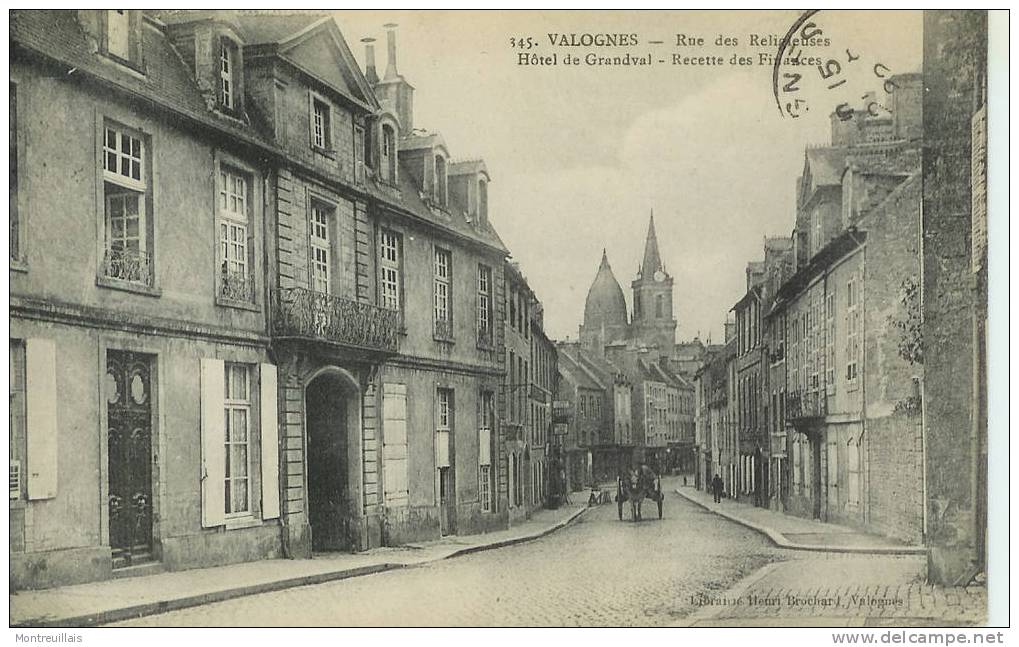 VALOGNES, Rue Des Religieuses, Hôtel De Grandwal, Recette Des Finances, écrites, Timbrée, 1922 - Valognes