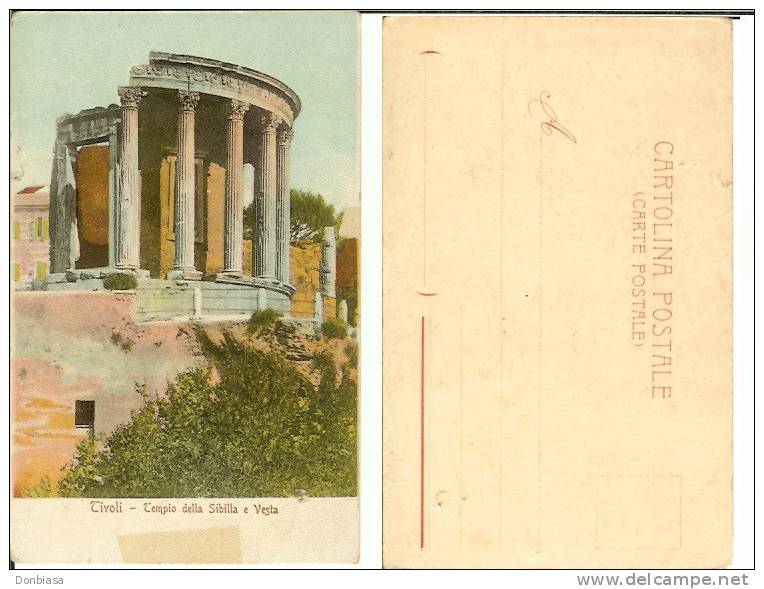 Tivoli (Roma): Tempio Della Sibilla E Vesta. Cartolina Fine ´800, Originale D´epoca. - Tivoli