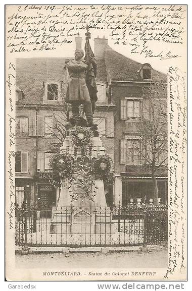 CPA De MONTBELIARD - Statue Du Colonel DENFERT. - Montbéliard