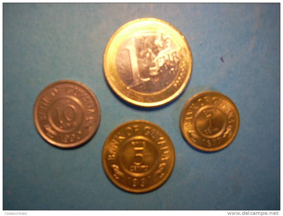 R   MONEDA  GUYANA  SERIE 1 CENT DE 1977 , 10 CENTS DE 1990 Y 5 CENTS DE 1991  MAS EN MI TIENDA - Other - America