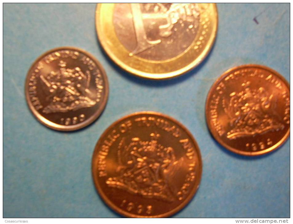 R   MONEDA  REPUBLICA DE TRINIDAD Y TOBAGO  SERIE 10 CENTS DE 1990 , 1 CENT DE 1994 Y 5 CENTS DE 1995  MAS EN MI TIENDA - Otros – América