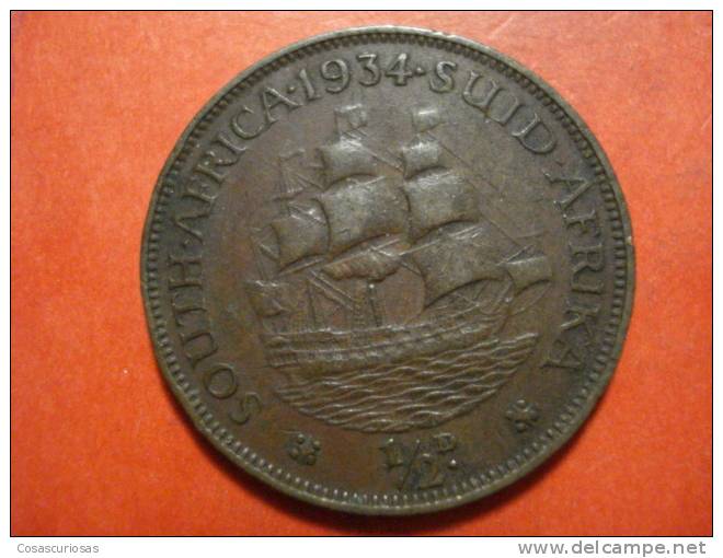 2552 SOUTH AFRICA SUD AFRICA   HALF PENNY    BARCO SHIP   AÑO / YEAR  1934 VF- - Sudáfrica