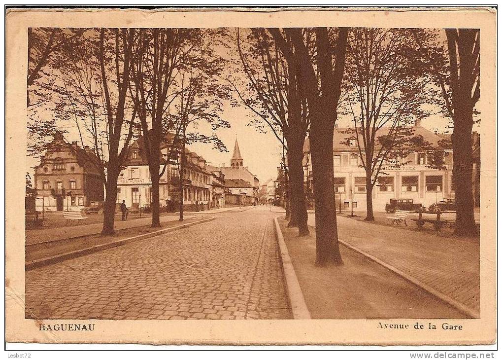 Cpa, Haguenau (Bas-Rhin), Avenue De La Gare, Animée - Haguenau