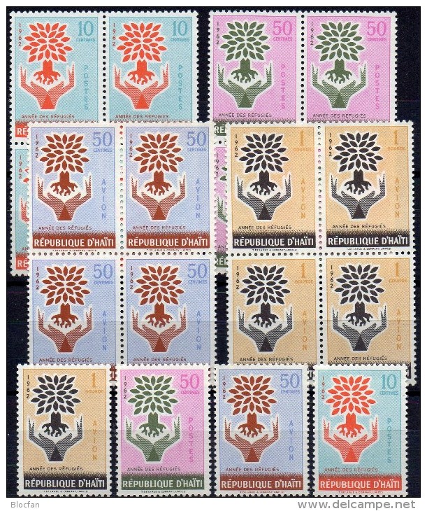 UNO Weltflüchlings-Jahr Haiti 706/9+ 4-Block ** 12€ UN-Emblem Bloque WFJ Overprint 1962 M/s Bloc Symbol Sheet Bf Caribic - Haïti