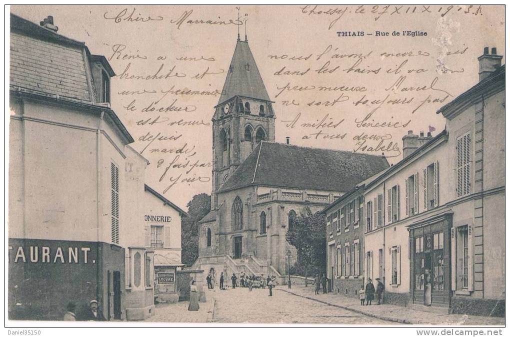 THIAIS - Rue De L'Eglise CPA écrite En 1903  Animation - Thiais