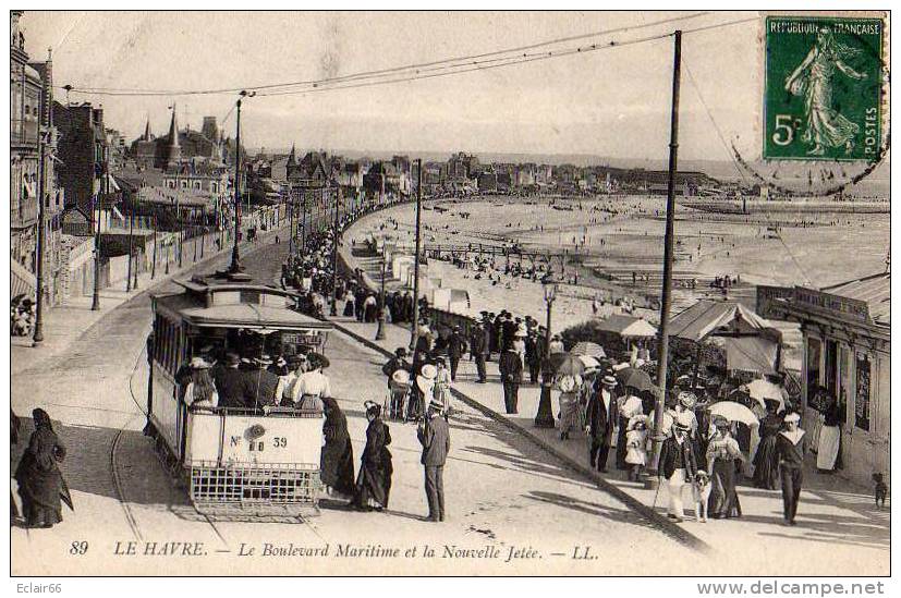 76 Le Havre - Le Boulevard Maritime Et La Nouvelle Jetee -trés Beau Plan CPA  Tramway - Billetterie Trés Animé X - Gare