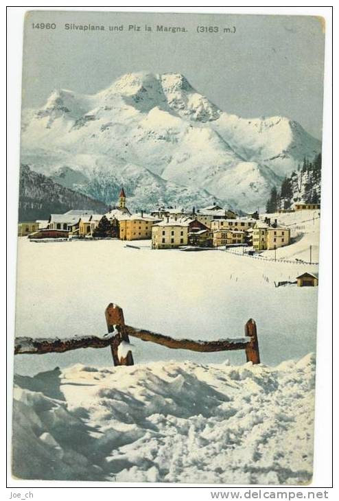 Schweiz/Suisse: Farb-AK Silvaplana Und Piz Margna (Winter, Schnee) 1912, 2 Scans - Silvaplana