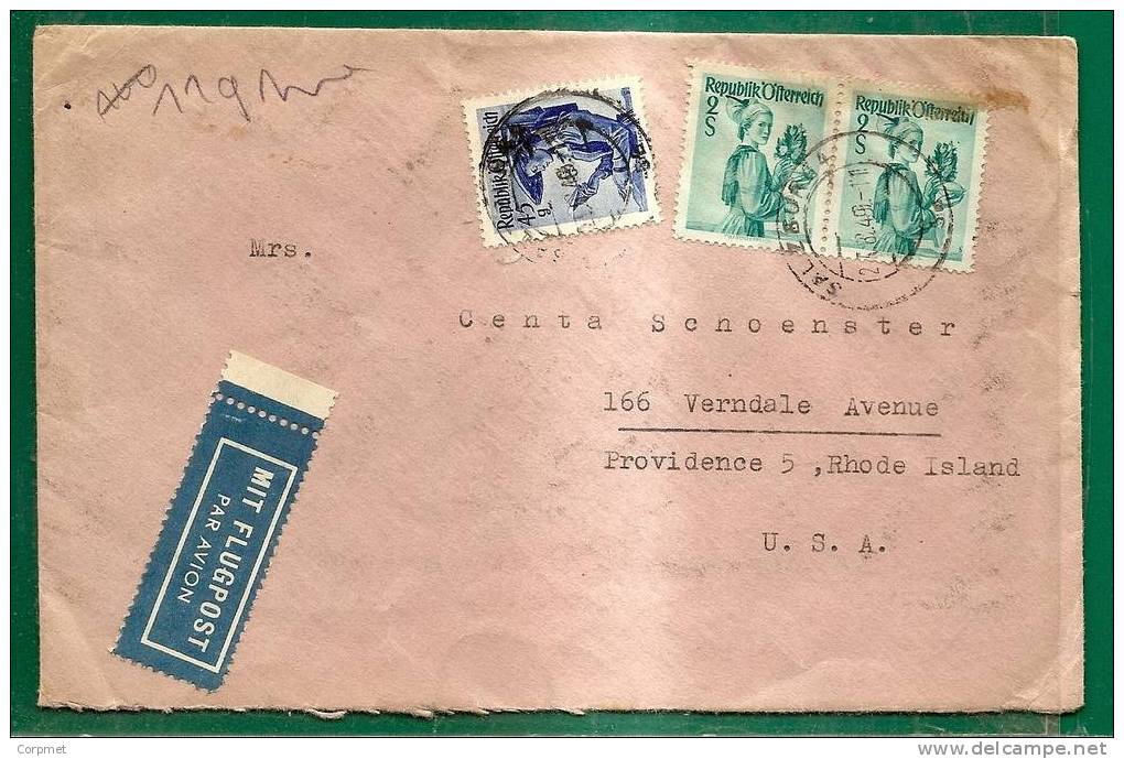 AUSTRIA - VF 1949 Airmail Cover SALZBURG To PROVIDENCE - Cartas & Documentos