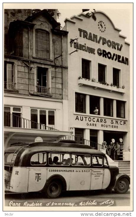 CPSMPF Non Dentelé(07)    ANNONAY  Gare Routiere Transports Grosjean Autocars S.n.c.f. - Annonay