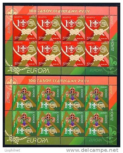 BIELORUSSIE BELARUS 2007, EUROPE SCOUTS, 2 Feuillets De 8 Valeurs, Neufs / Mint. R2181 - 2007