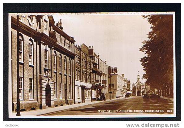 Real Photo Postcard Antique Centre & Nan's Cafe West Street & The Cross Chichester Sussex - Ref 218 - Chichester